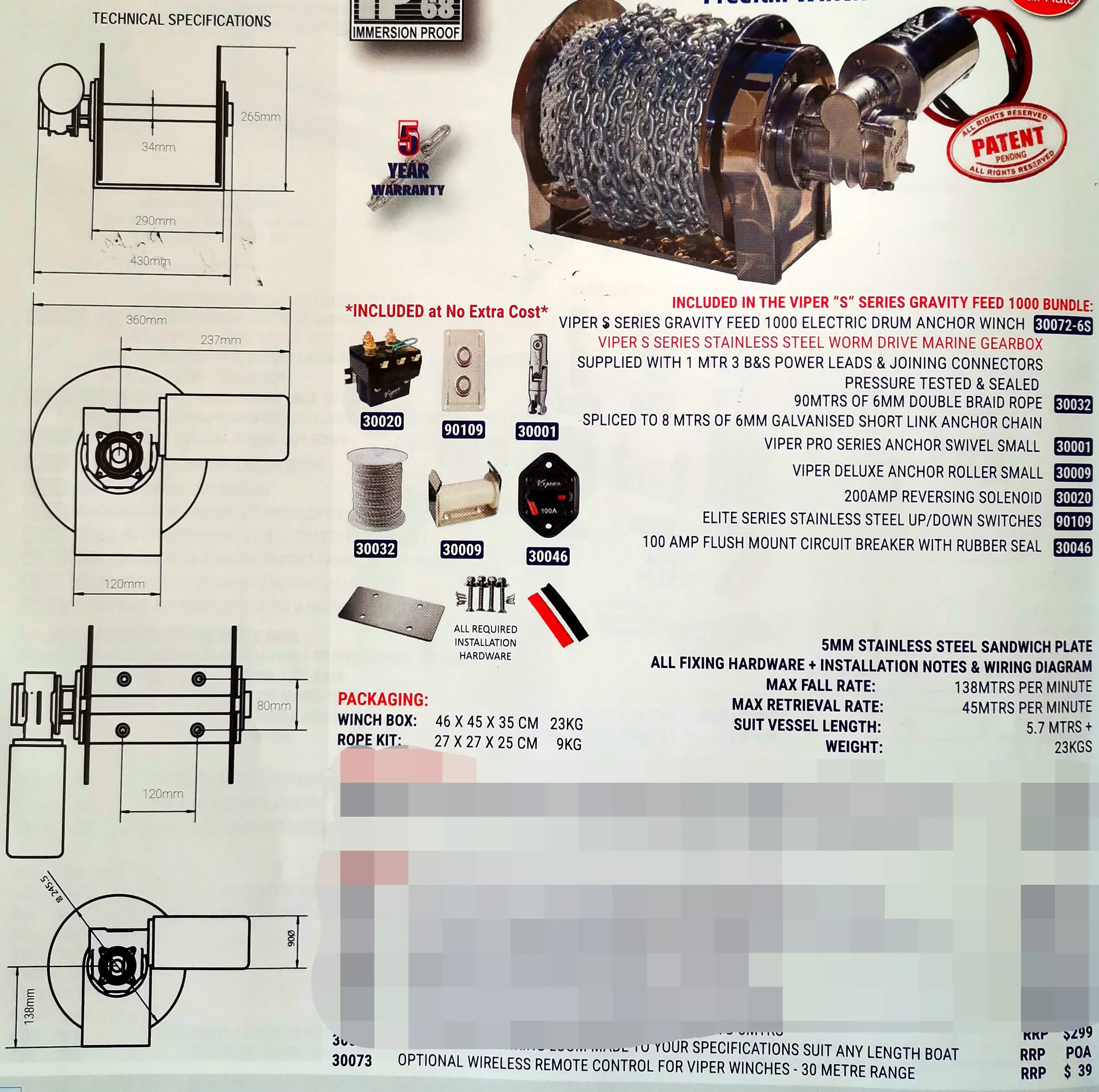 Marine Equipment 1000W 316 Sta – обзор и цена Fishing Boat Anchor Winch