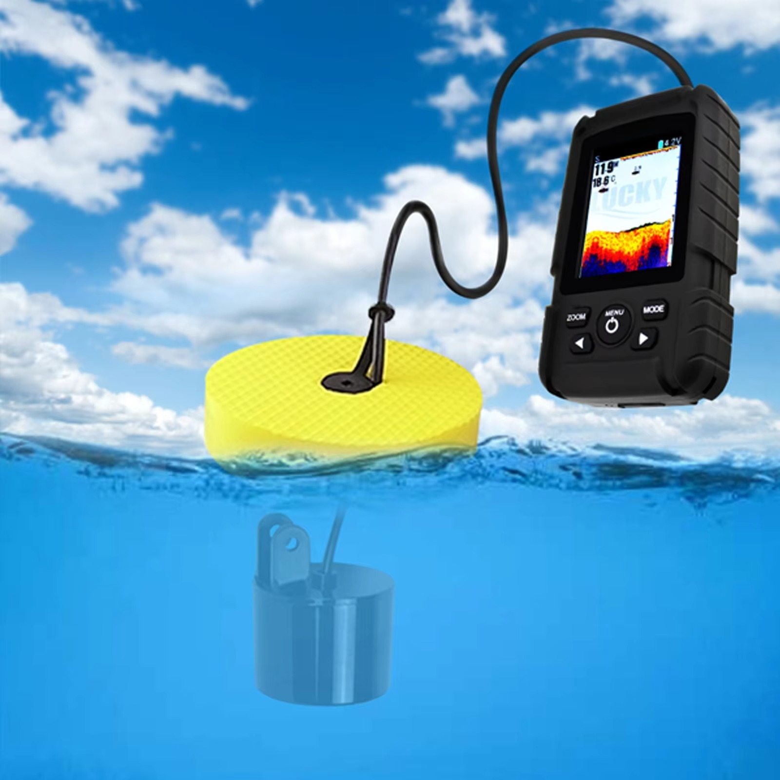 2-in-1 Wireless & Wired Fish F – обзор и цена Fishing Boat Depth Finder
