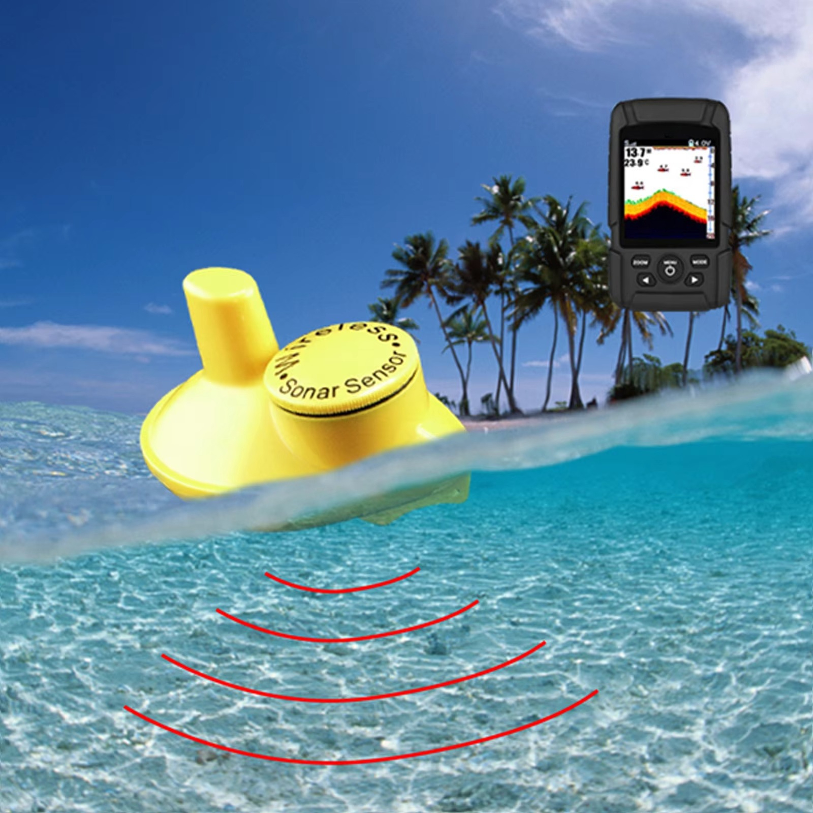 2-in-1 Wireless & Wired Fish F – обзор и цена Fishing Boat Depth Finder