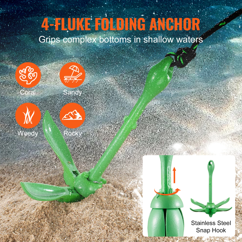 Kayak Anchor Kit 3.5 lb Paddle – обзор и цена Fishing Boat Anchor