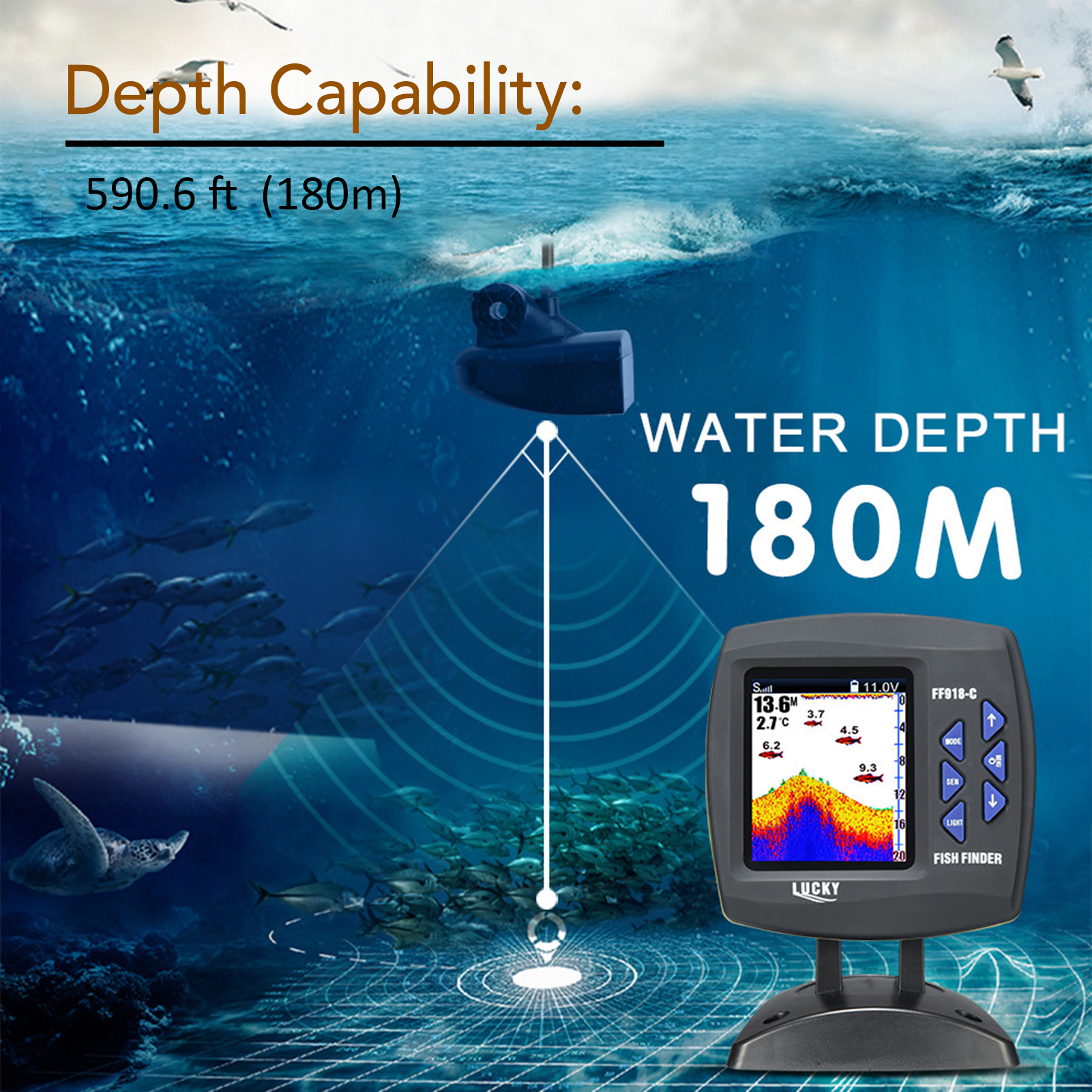Portable Fish Finder Wireless  – обзор и цена Fishing Boat Depth Finder